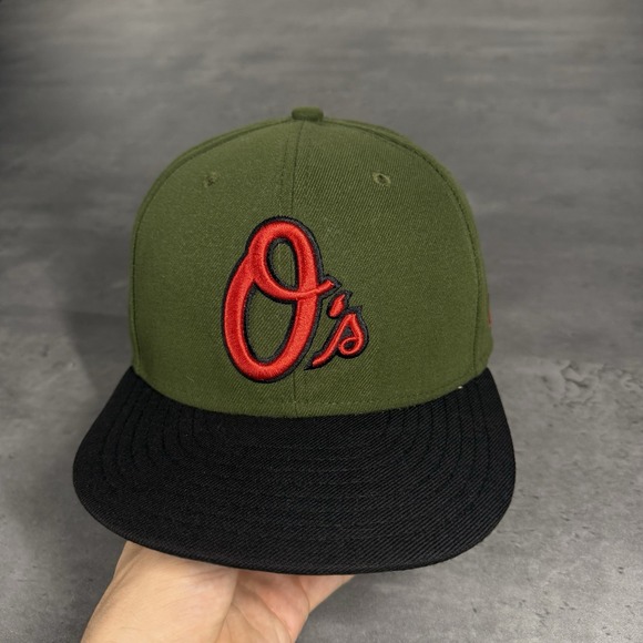 Baltimore Orioles Hat New Era Cap 7 3/8 Olive Green Black Red Wool Blend Y2K Era - Picture 2 of 7